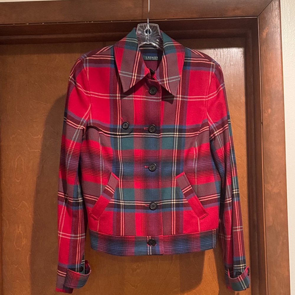 Ralph Lauren  Women's Vibrant Plaid Blazer Easy to wear..